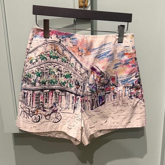Polo Ralph Lauren Pants - Polo by Ralph Lauren White High-Waist Illustrated Scene Shorts